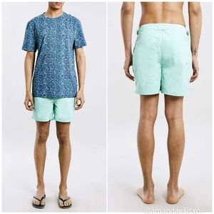 TOPMAN LTD. Mint Green Swim Shorts Trunks
